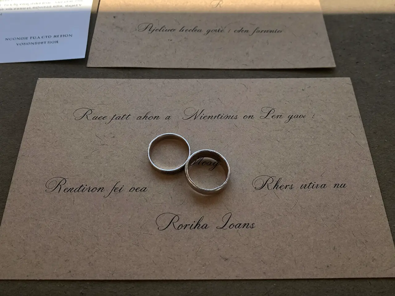 The rings on a kraft place card