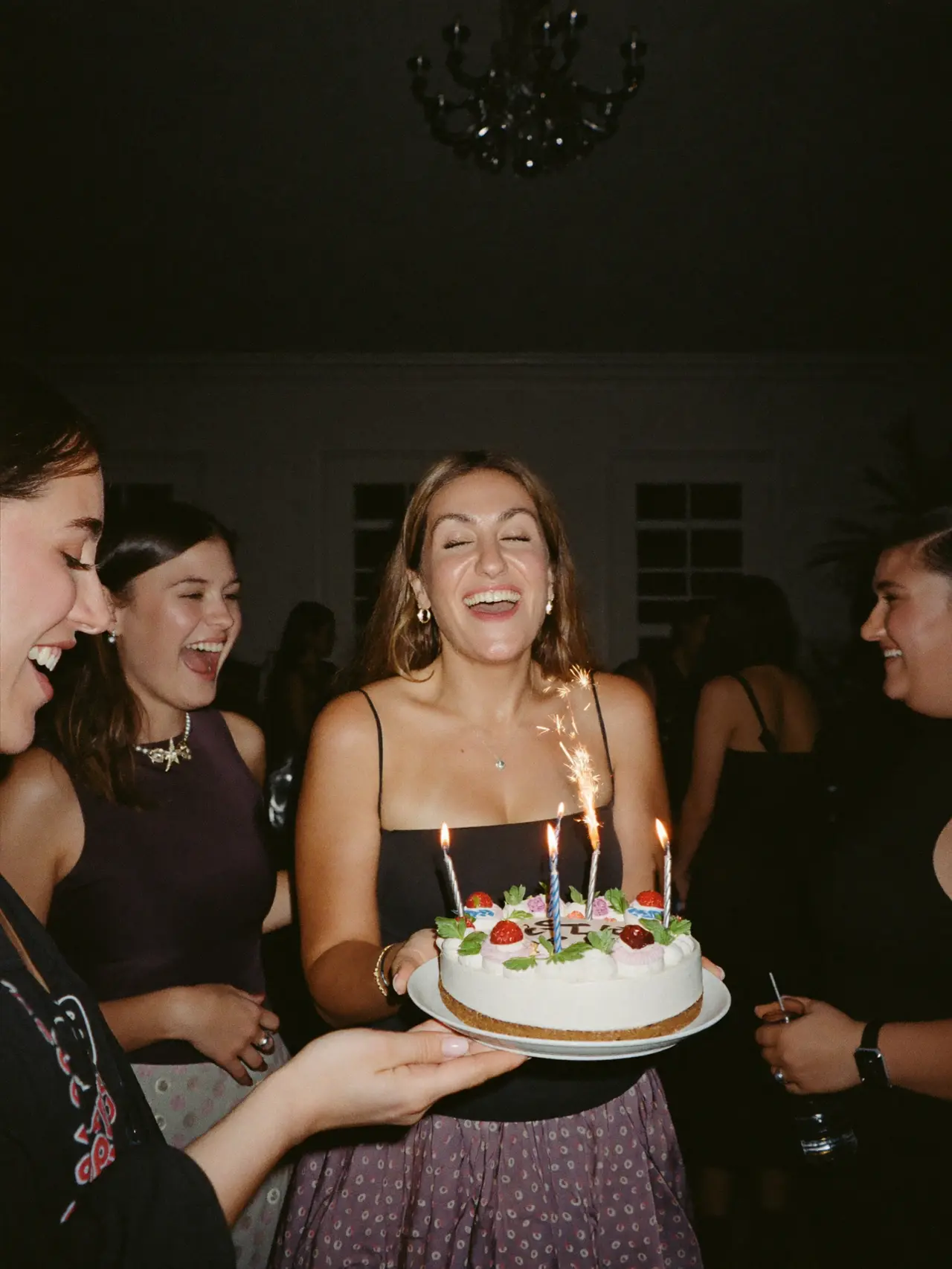 Birthday candles blown out at a house party